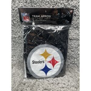 NFL Steelers Matching Chef Apron And Hat Grill Set One Size Adults Brand New